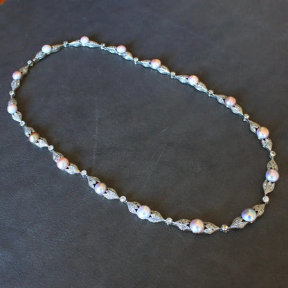 Antique Edwardian Natural Pearl and Diamond Necklace