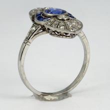Vintage French Sapphire, Diamond and Platinum Cocktail Ring