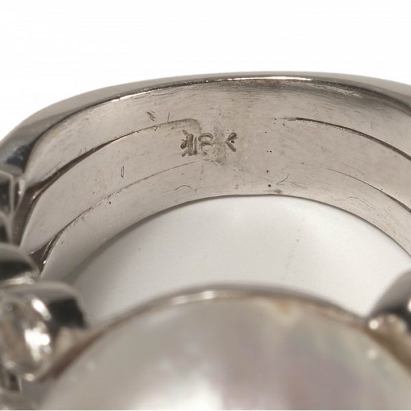 Vintage Baroque Mabe Pearl and Diamond Cocktail Ring, Circa 1990