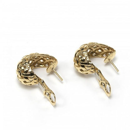 Tiffany and Co Vannerie 18ct Yellow Gold Earrings; pair of vintage Tiffany & Co. gold "Vannerie" earrings, domed lattice design, with post and clip fittings. Stamped T & Co., 1989