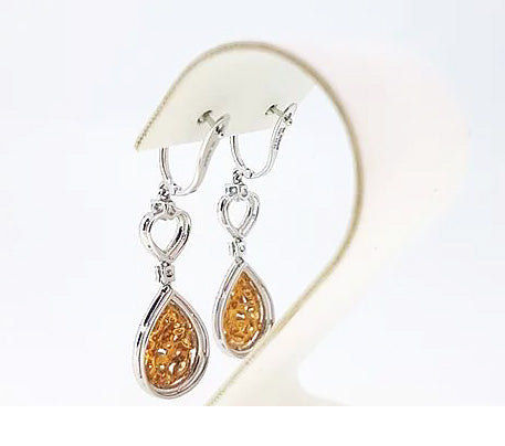 Contemporary Yellow and White Diamond Drop Earrings, 3.00 carats