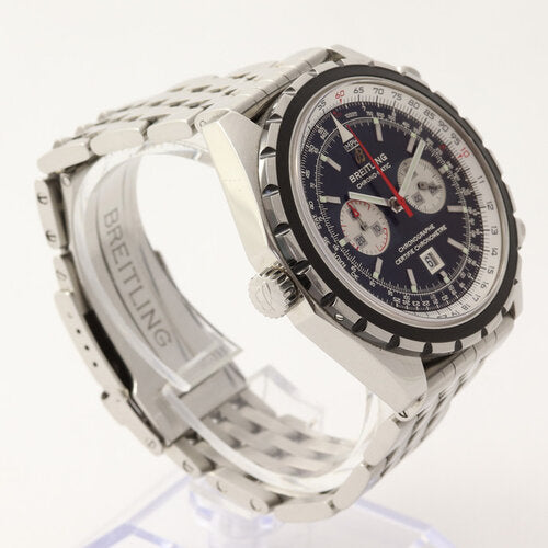 Breitling Chrono-Matic 44mm Automatic Chronograph, black dial, rotating bezel, sapphire crystal, chronograph and date functions, on a stainless steel bracelet with fold-over clasp, with original Breitling papers.