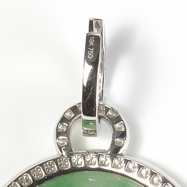 Jade and Diamond Cluster Drop Earrings, 4.50 carats, in 18ct white gold