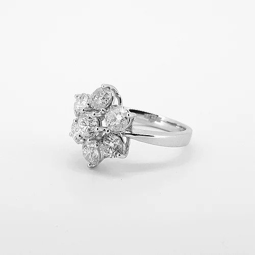 Diamond Flower Cluster Ring in 18ct White Gold, 2.92 carats