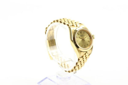 Vintage Rolex Lady Oyster Perpetual 18ct Yellow Gold 24mm Automatic Watch, ref 67188, champagne index dial, 18ct yellow gold Jubilee bracelet with 18ct fold over clasp, Circa 1986