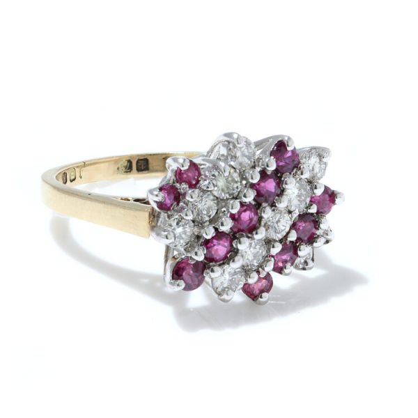 Vintage Ruby and Diamond Cluster Dress Ring