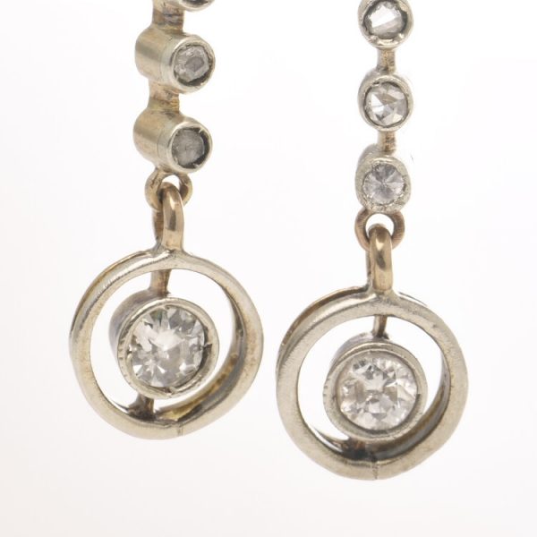 Antique Victorian 0.52ct Old Cut Diamond Drop Earrings