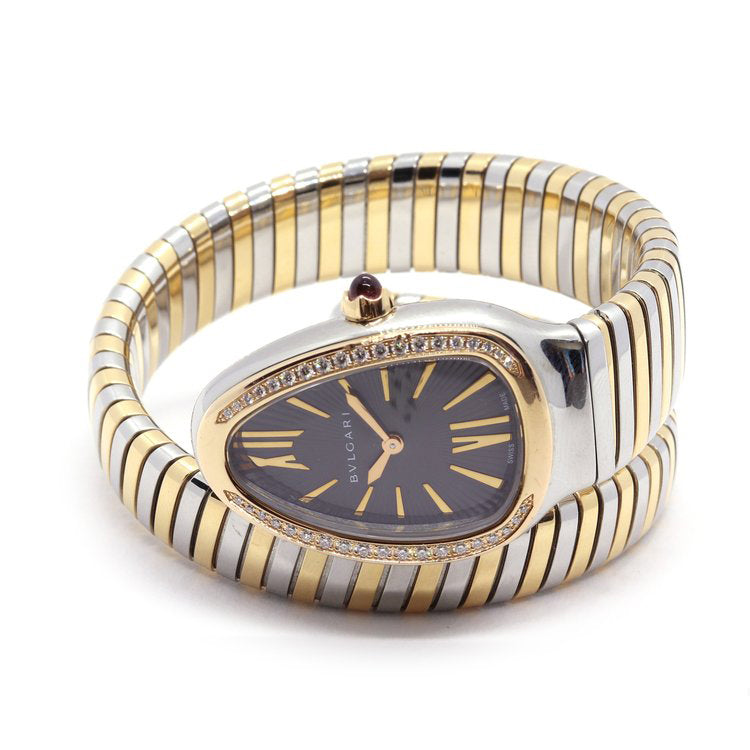 Bulgari Serpenti Tubogas Steel and Rose Gold Diamond Set Watch