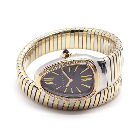 Bulgari Serpenti Tubogas Steel and Rose Gold Diamond Set Watch