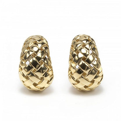 Tiffany and Co Vannerie 18ct Yellow Gold Earrings; pair of vintage Tiffany & Co. gold "Vannerie" earrings, domed lattice design, with post and clip fittings. Stamped T & Co., 1989