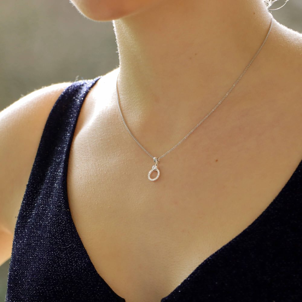 Diamond Circle Promise Ring Pendant Necklace