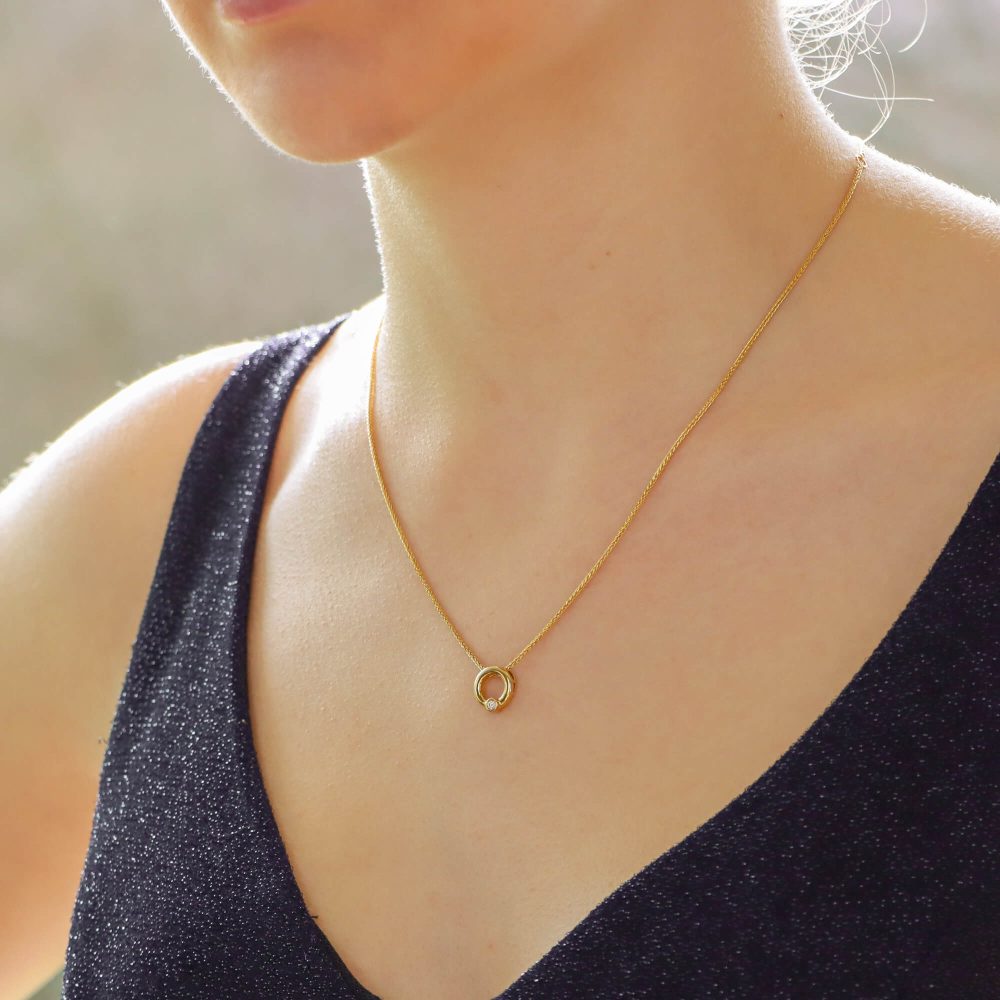 Diamond circle promise ring pendant in gold