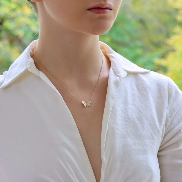 Diamond Butterfly Pendant Necklace