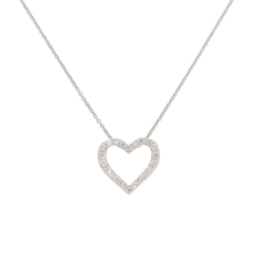Contemporary Diamond Heart Pendant Necklace In Platinum