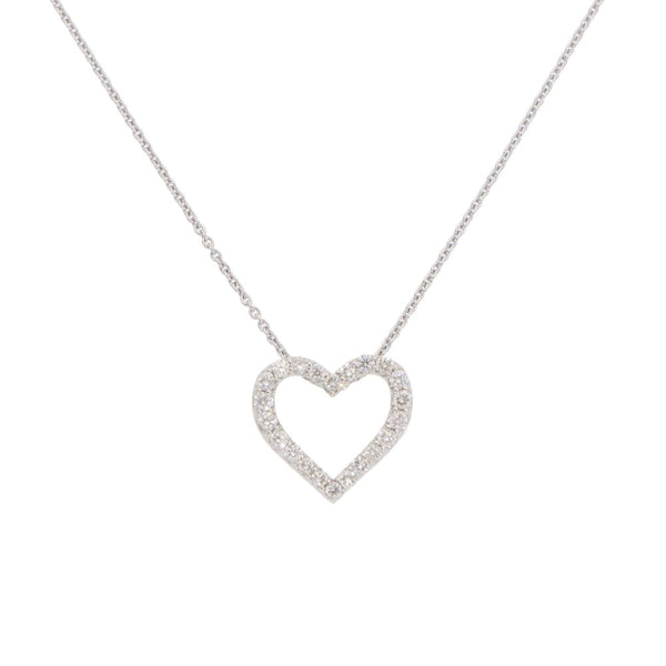 Contemporary Diamond Heart Pendant Necklace In Platinum