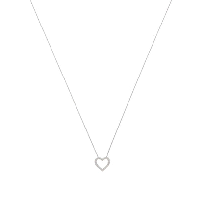 Contemporary Diamond Heart Pendant Necklace In Platinum