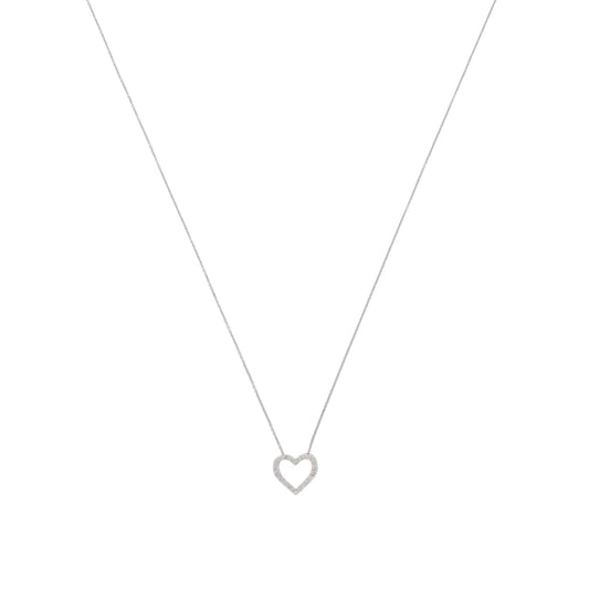 Contemporary Diamond Heart Pendant Necklace In Platinum