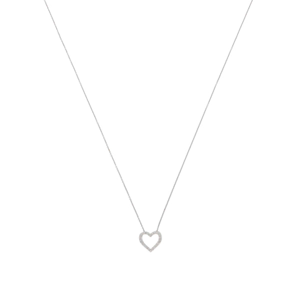 Contemporary Diamond Heart Pendant Necklace In Platinum