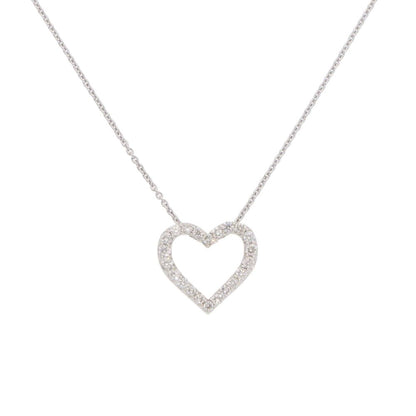 Contemporary Diamond Heart Pendant Necklace In Platinum
