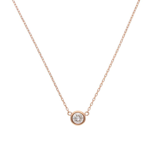 Contemporary Diamond Solitaire Necklace In 14 Carat Rose Gold
