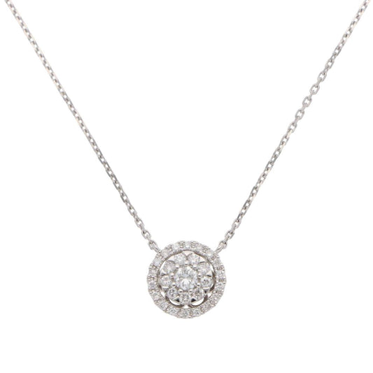 Contemporary Diamond Cluster Pendant Necklace In 18 Carat White Gold