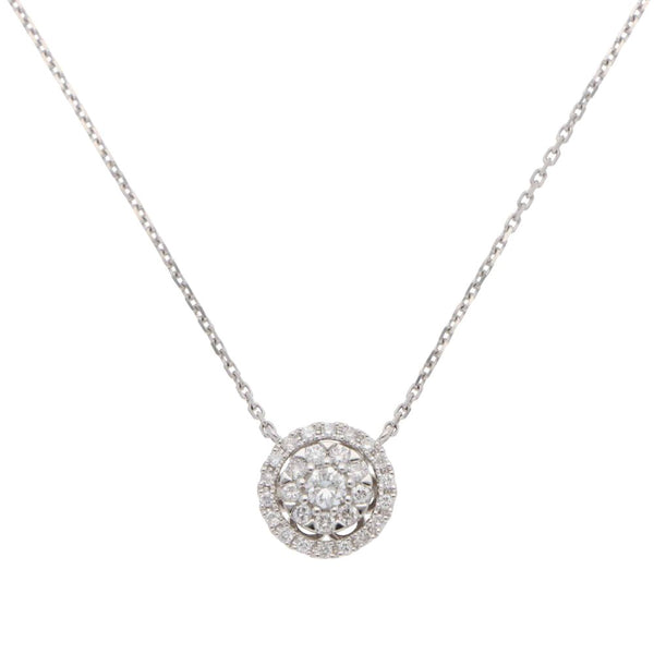 Contemporary Diamond Cluster Pendant Necklace In 18 Carat White Gold