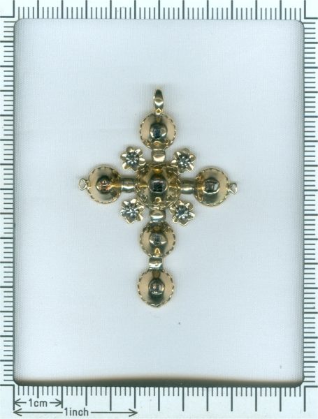 Antique 18th Century Baroque Diamond Set Gold Cross