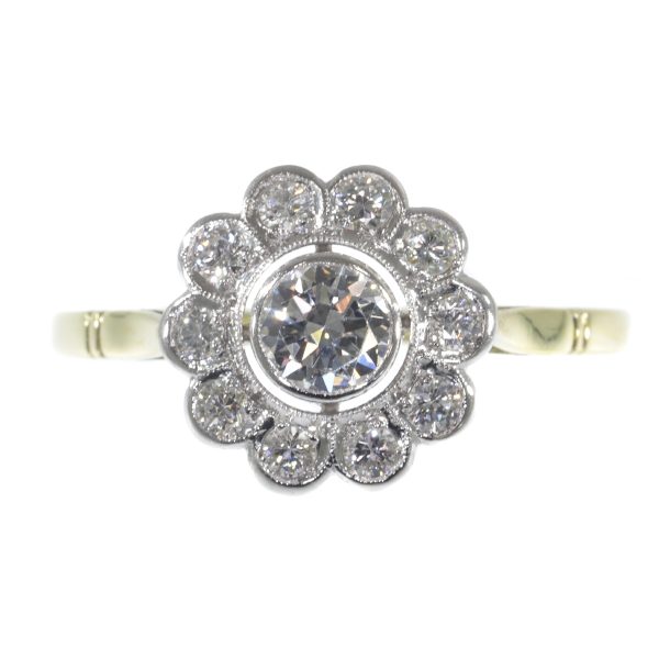 vintage Fifties brilliant cut diamond cluster engagement ring