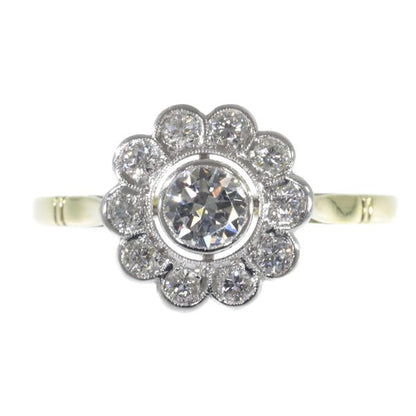 vintage Fifties brilliant cut diamond cluster engagement ring