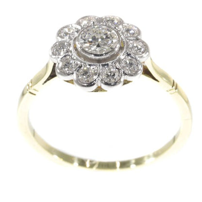 vintage Fifties brilliant cut diamond cluster engagement ring