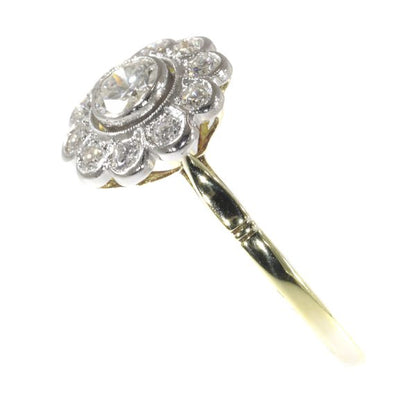 vintage Fifties brilliant cut diamond cluster engagement ring