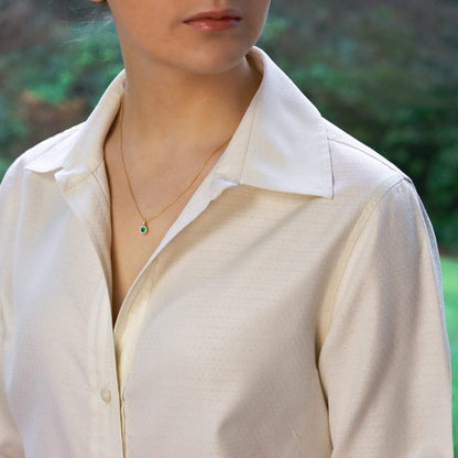 0.34ct Emerald and Diamond Cluster Pendant Necklace