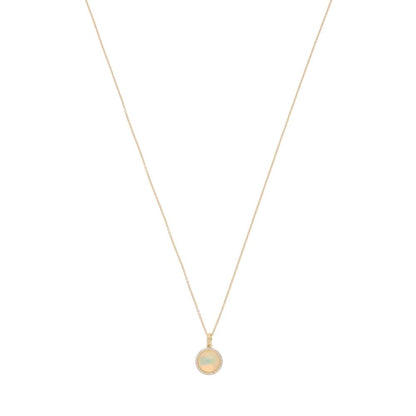 Opal and diamond pendant necklace in gold.