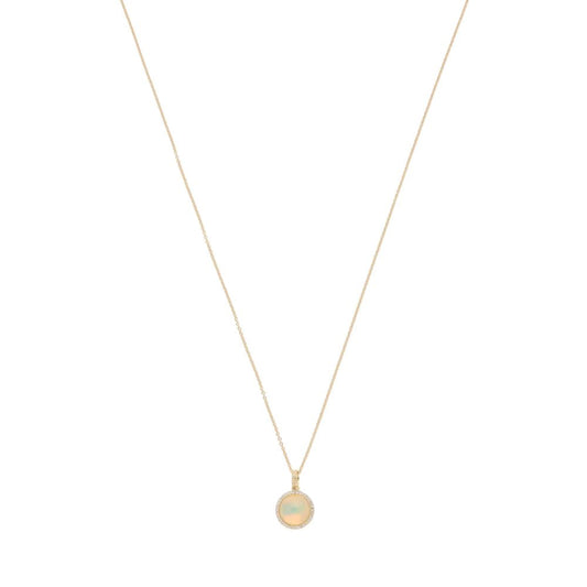 Opal and diamond pendant necklace in gold.