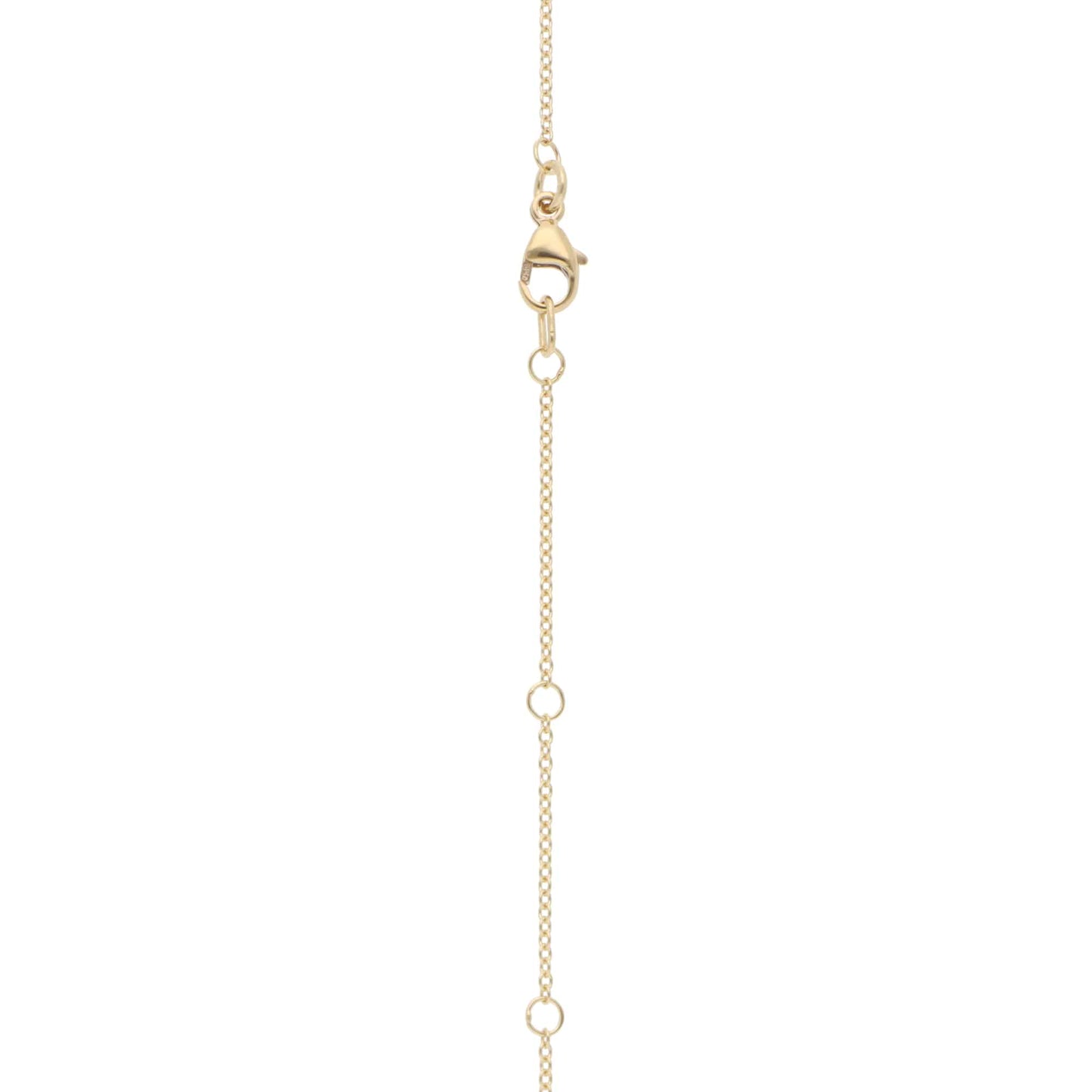 A yellow gold adjustable chain, on a white background