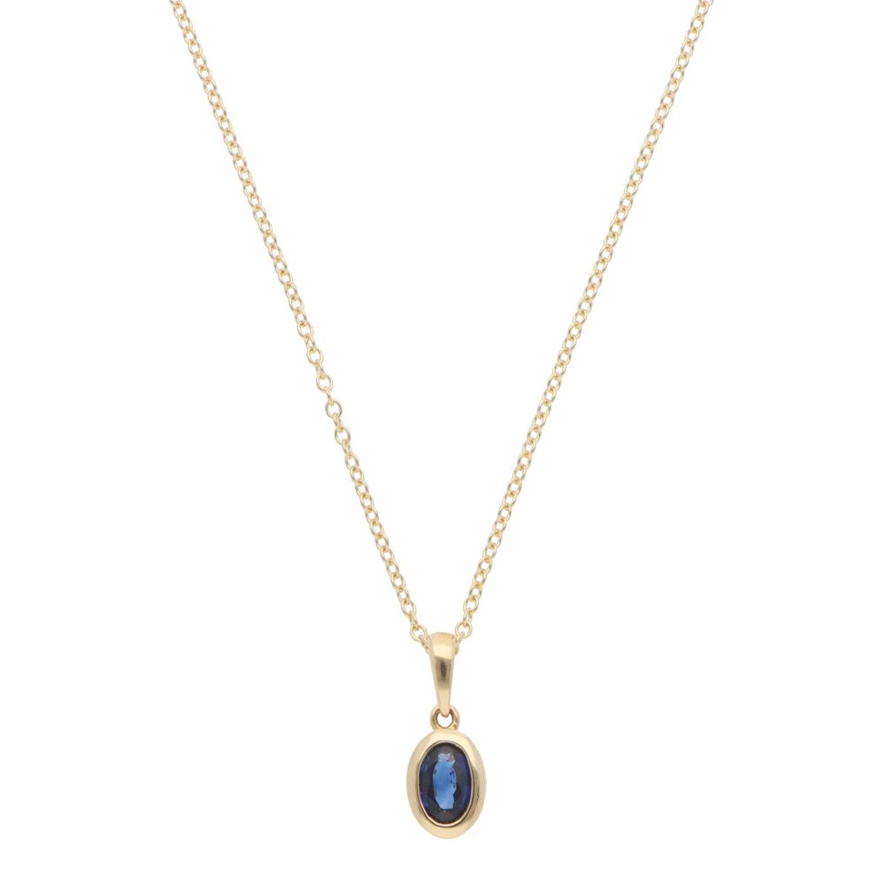 Contemporary Sapphire Pendant Necklace In 18 Carat Yellow Gold