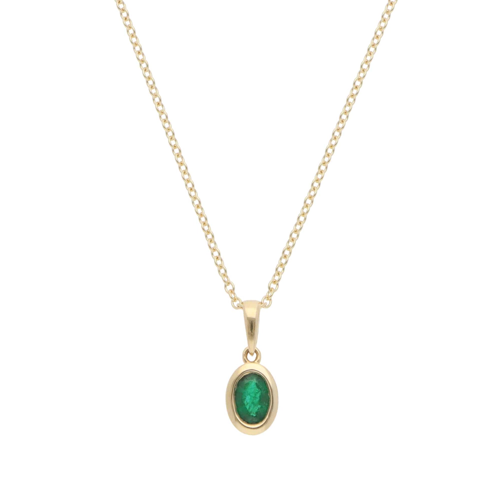 Contemporary Emerald Pendant Necklace in Yellow Gold