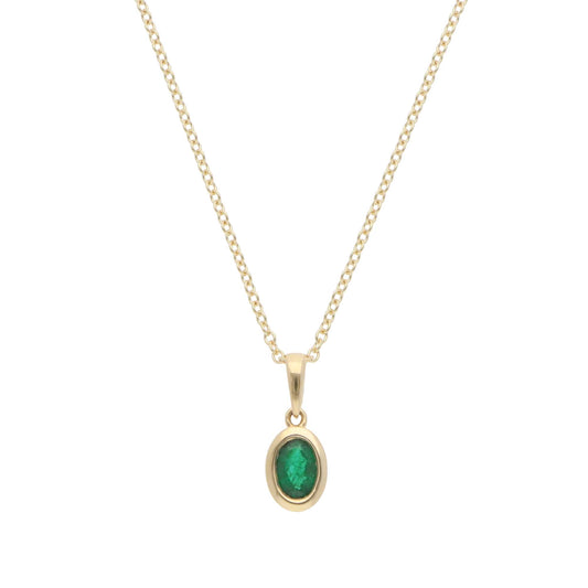 Contemporary Emerald Pendant Necklace in Yellow Gold