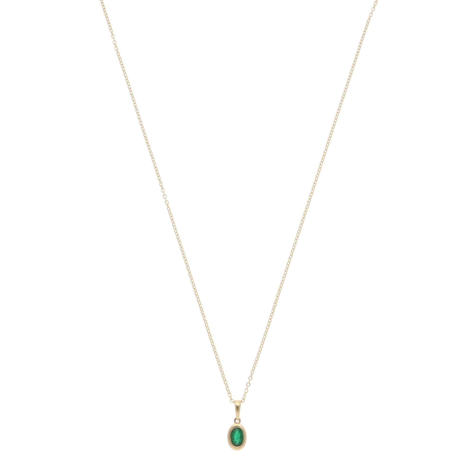 Contemporary Emerald Pendant Necklace in Yellow Gold