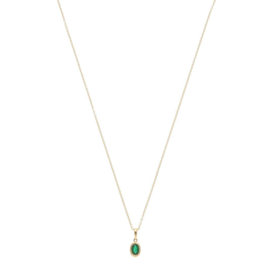 Contemporary Emerald Pendant Necklace in Yellow Gold
