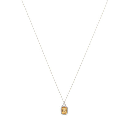 Citrine and Diamond Cluster Pendant Necklace in Yellow Gold