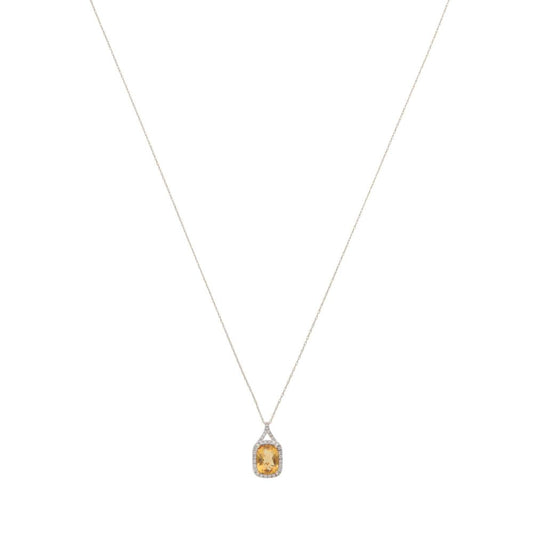 Citrine and Diamond Cluster Pendant Necklace in Yellow Gold
