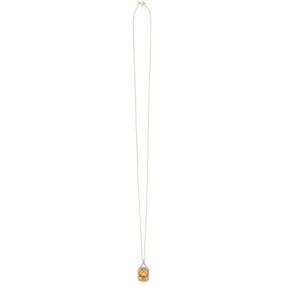 Citrine and Diamond Cluster Pendant Necklace in Yellow Gold