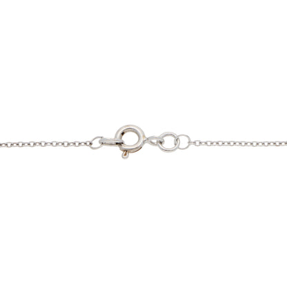 A white gold chain with a bolt ring clasp, on a white background