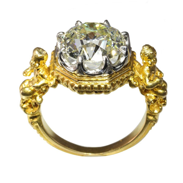 Victorian Wiese 4.86 Carat Diamond Ring In 18 Carat Yellow Gold And Platinum
