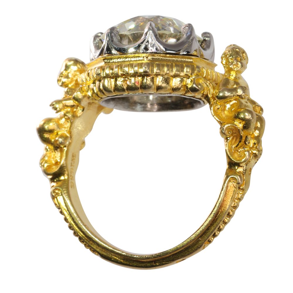 Victorian Wiese 4.86 Carat Diamond Ring In 18 Carat Yellow Gold And Platinum