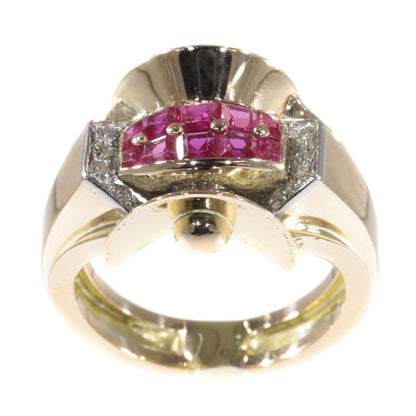 Vintage Retro Ruby and Diamond Ring