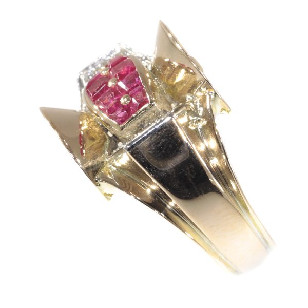 Vintage Retro Ruby and Diamond Ring