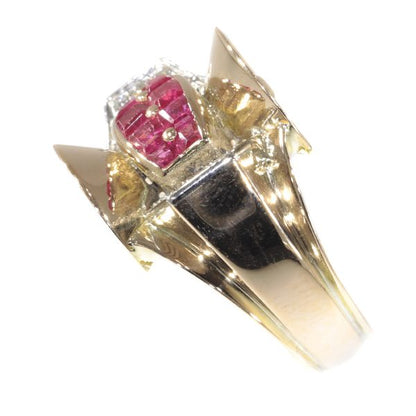Vintage Retro Ruby and Diamond Ring