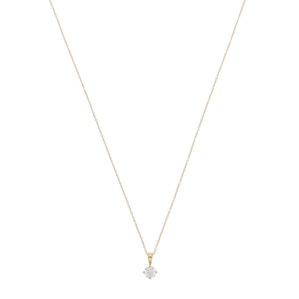 Contemporary GIA Certified Diamond Solitaire Necklace In 18 Carat Yellow Gold